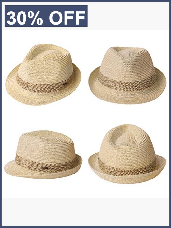 Packable Straw Fedora Panama Sun Hat - Unisex Summer Beach Hat main image 5
